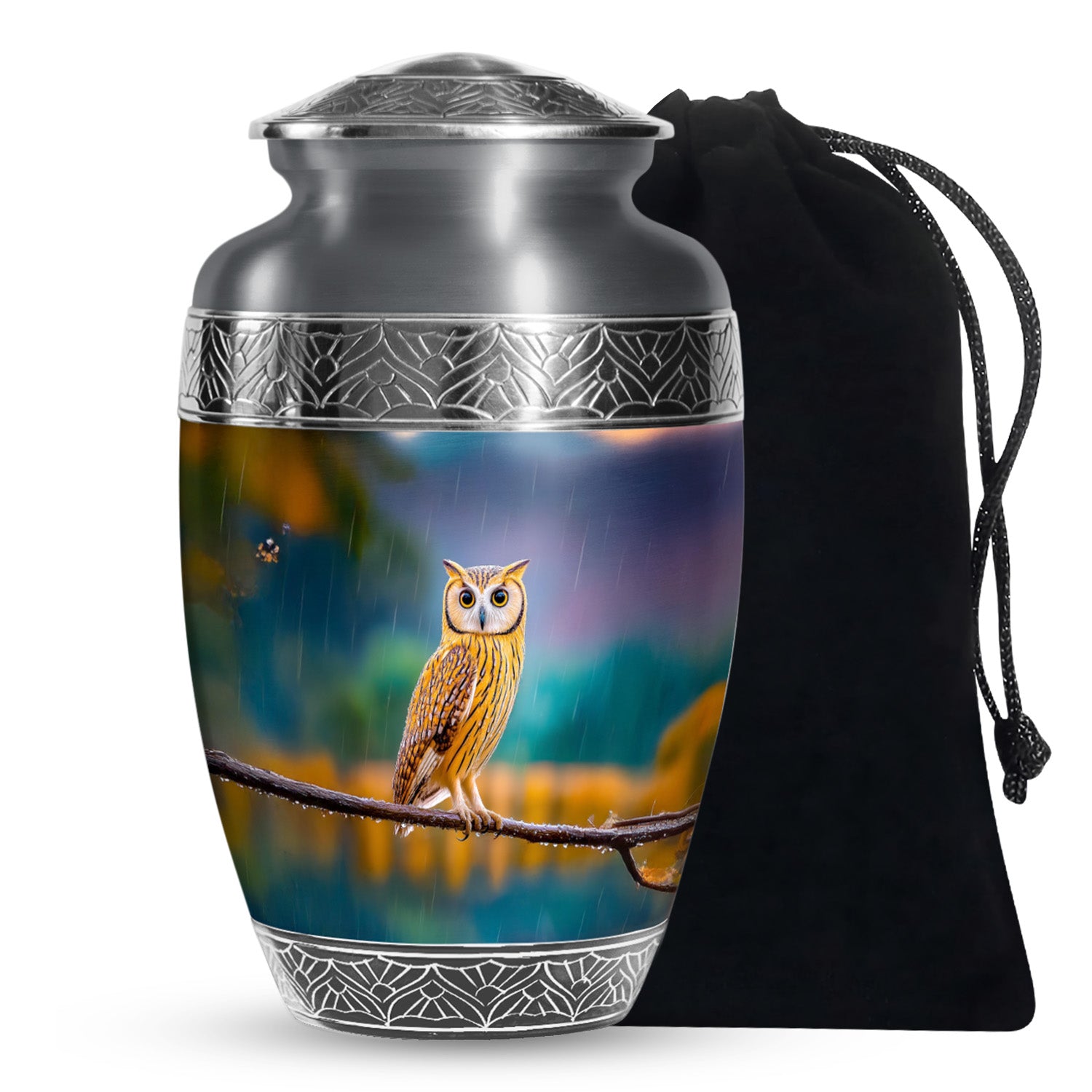 Rain Forest Owl Memorial Urn - Nature Cremation Urn For Adults