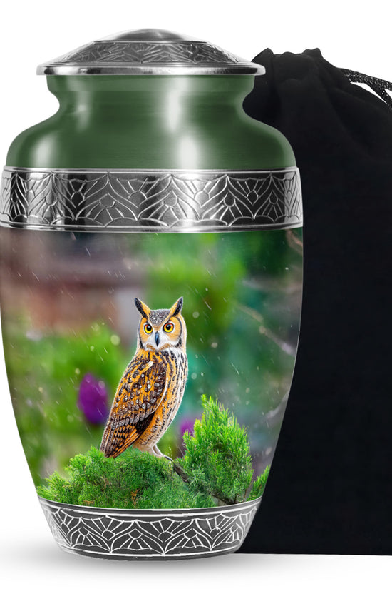 Owl Funeral Urn For Ashes - Green Nature Cremation Urn