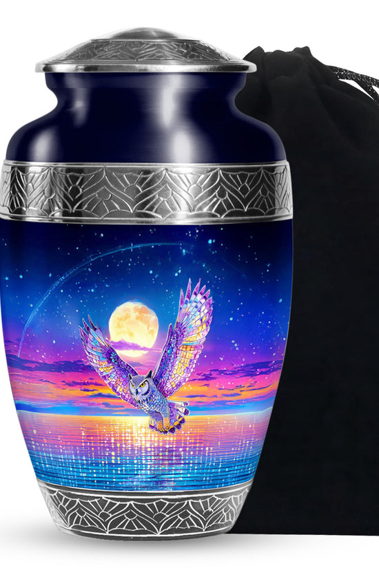 Colorful Owl Funeral Urn - Moonlight Memorial Urn For Loved Ones