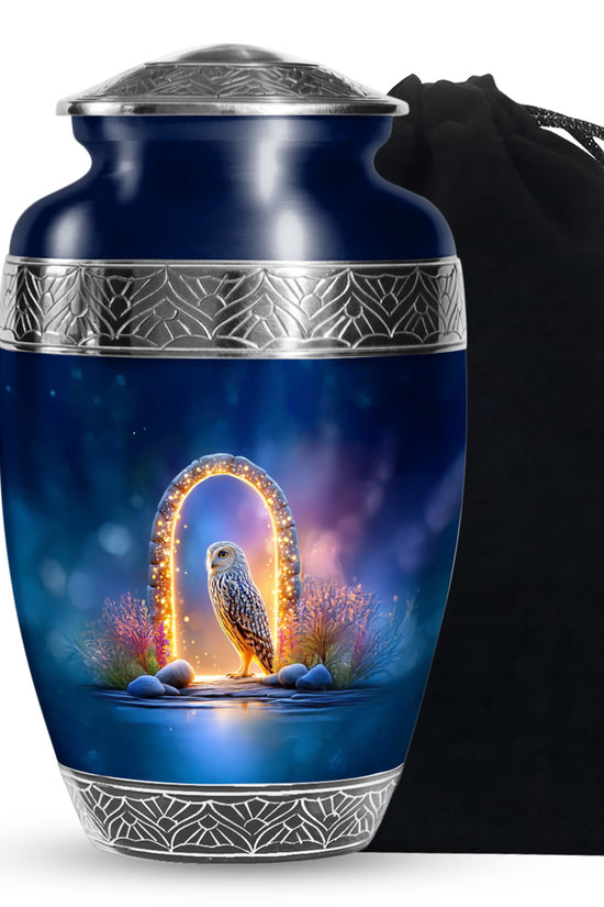 Peaceful Owl Funeral Urn - Glowing Memorial Urn For Adult Ashes
