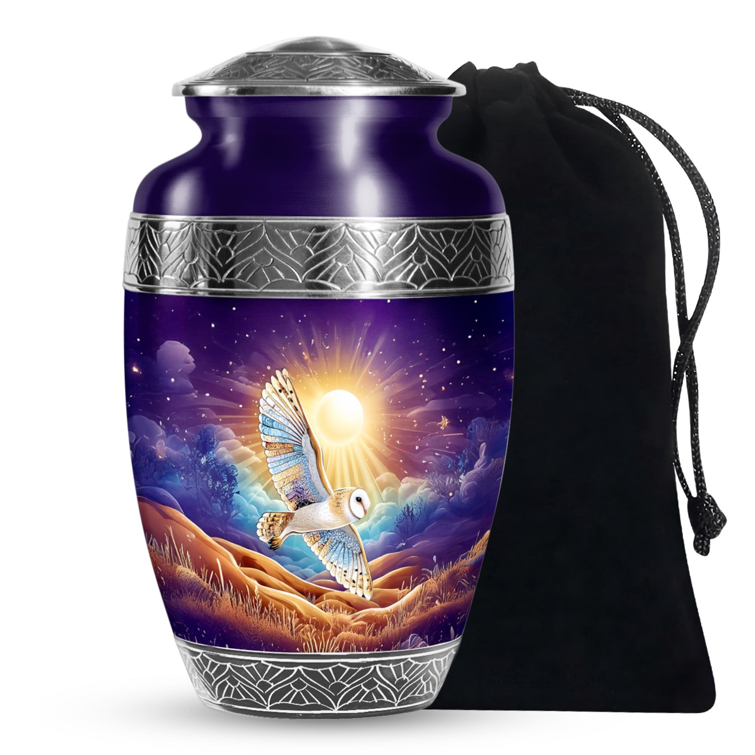 Artistic Owl Cremation Urn - Sunset Memorial Urn For Burial