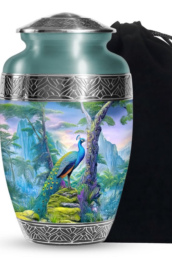 Peacock Mountain Memorial Urn - Scenic Nature Cremation Urn For Ashes