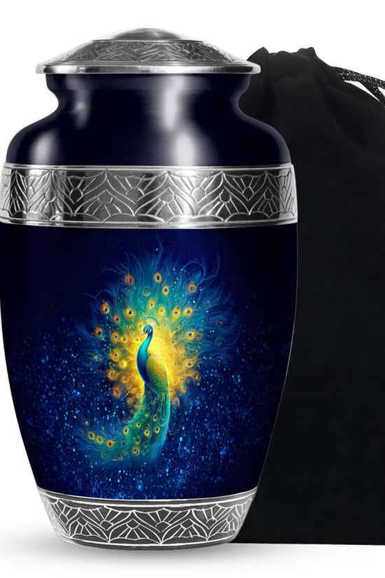 Peacock Cremation Urn - Galaxy Theme Funeral Urn For Adult Ashes