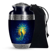 Peacock Cremation Urn - Galaxy Theme Funeral Urn For Adult Ashes