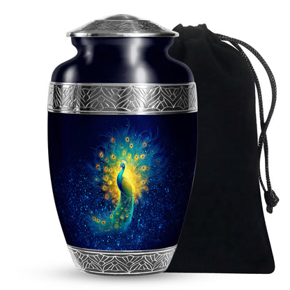 Peacock Cremation Urn - Galaxy Theme Funeral Urn For Adult Ashes