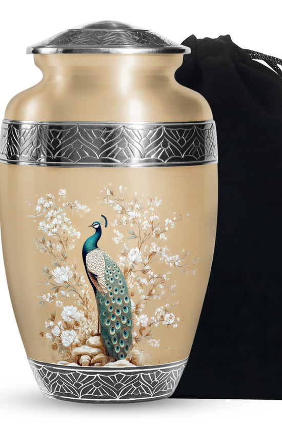 Peacock Theme Memorial Urn - Beautiful Artistic Funeral Urn For Loved Ones
