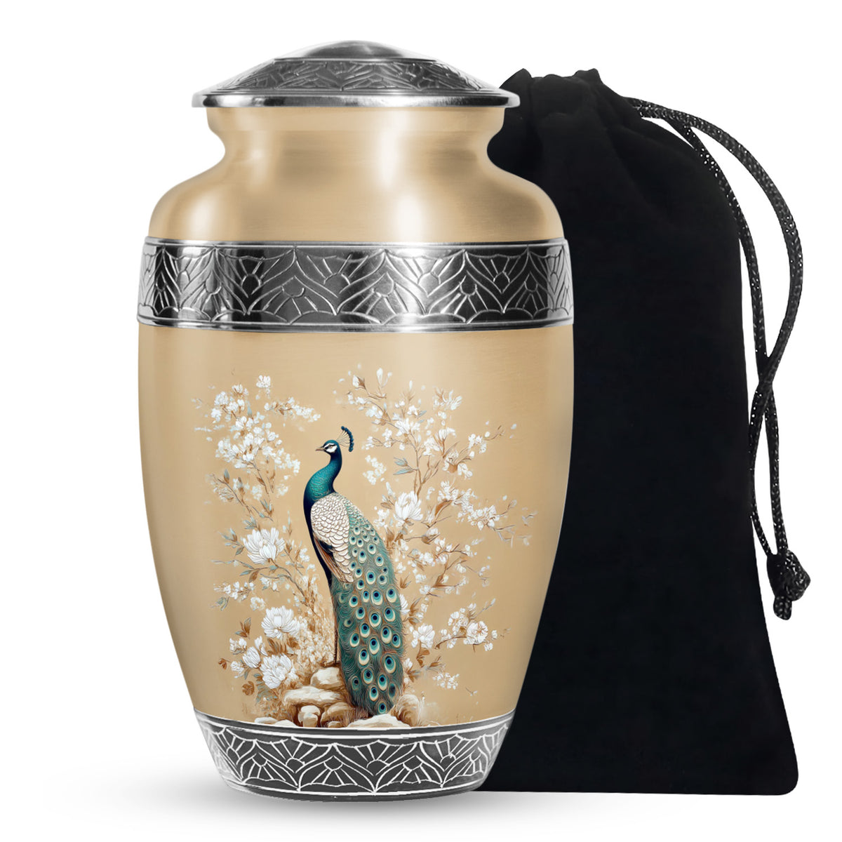 Peacock Theme Memorial Urn - Beautiful Artistic Funeral Urn For Loved Ones