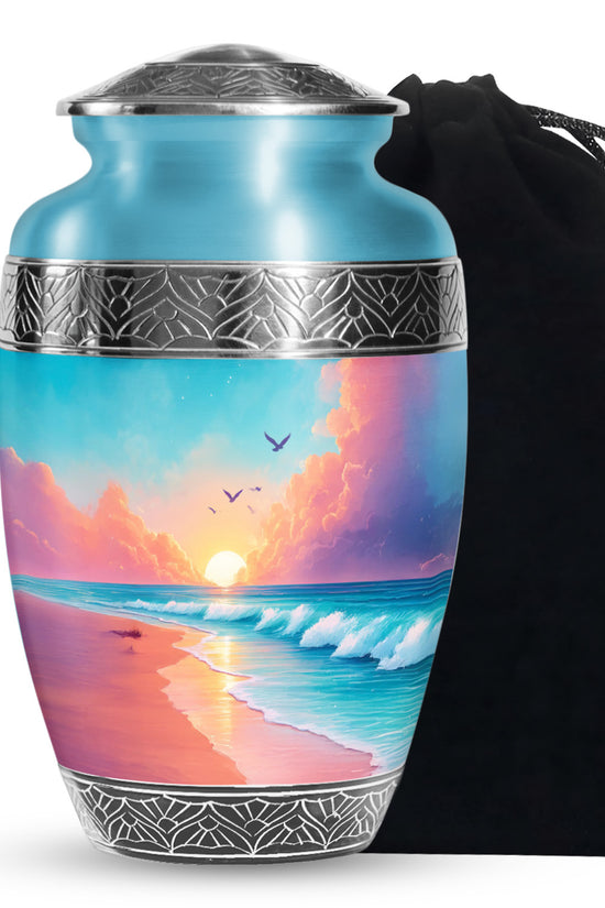 Peaceful Beach Memorial Urn For Ashes - Large Sized Urn For Adult Men