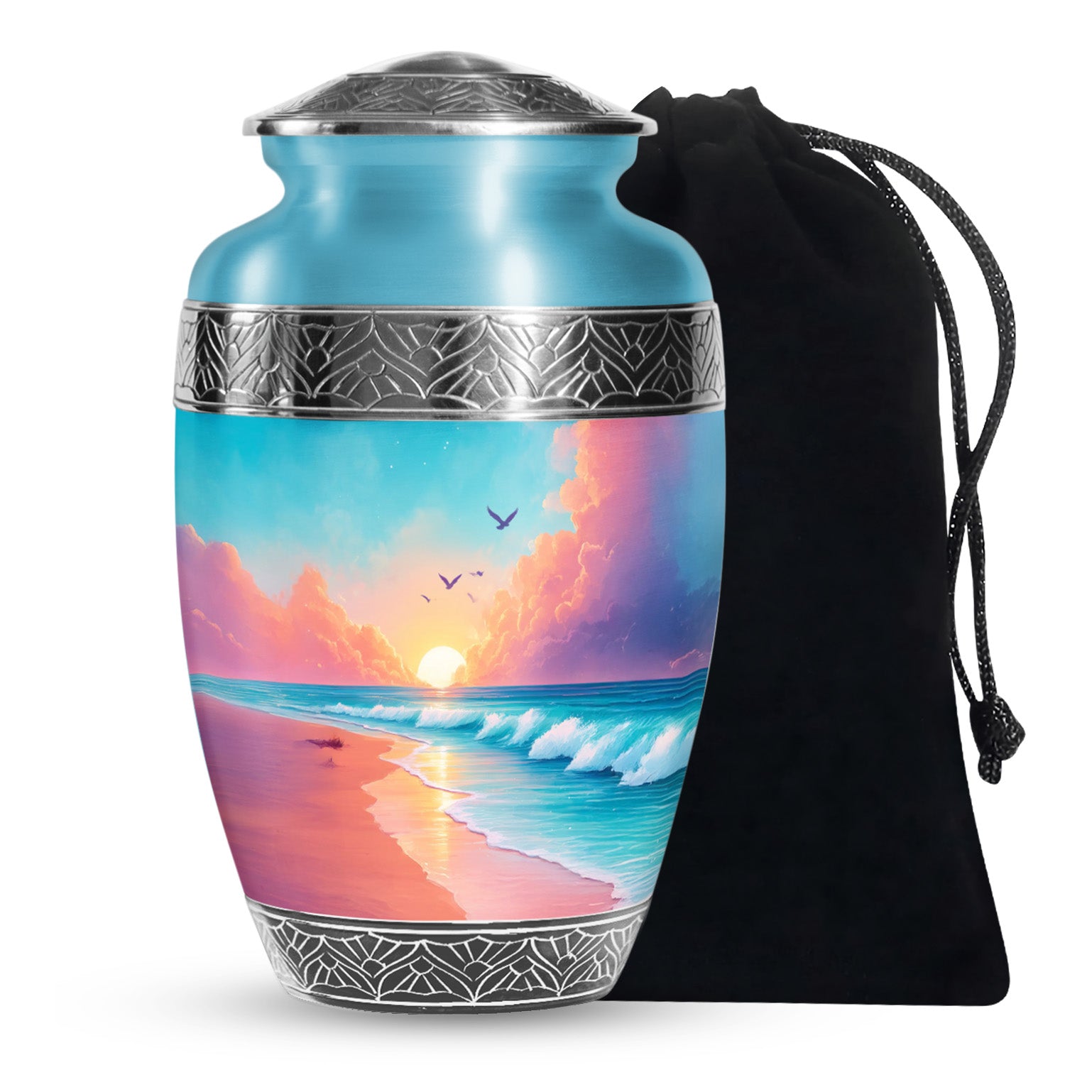 Peaceful Beach Memorial Urn For Ashes - Large Sized Urn For Adult Men