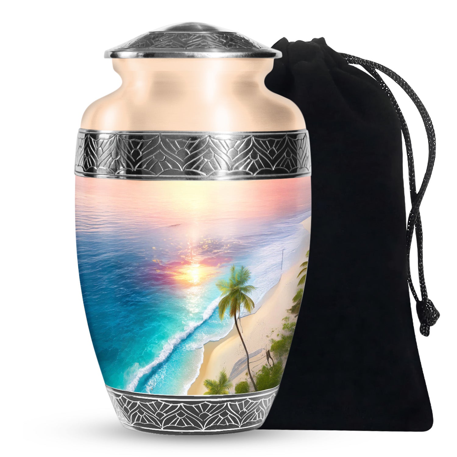 Palm Trees Cremation Urn For Adult Female - Sunset Funeral Urn For Women
