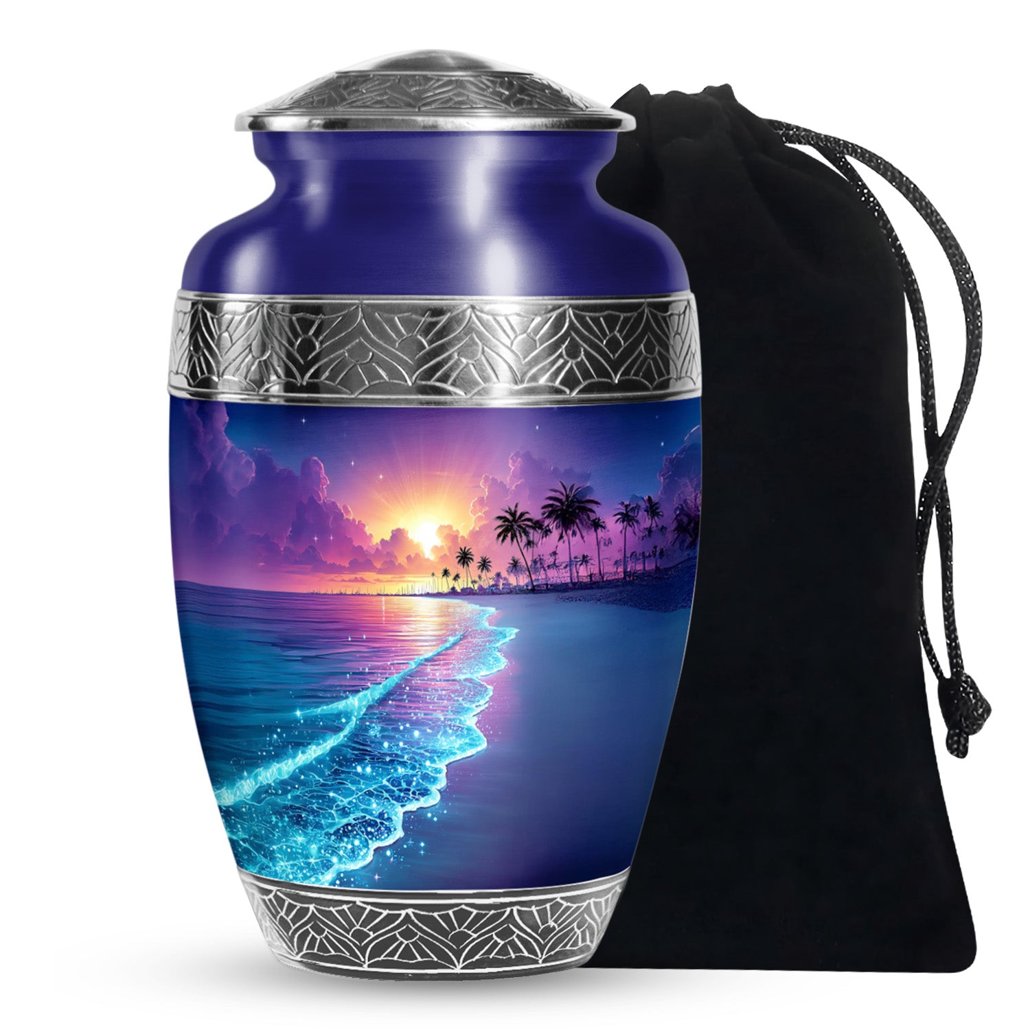 Purple Night Memorial Urn For Ashes - Beach Themed Urn For Funeral