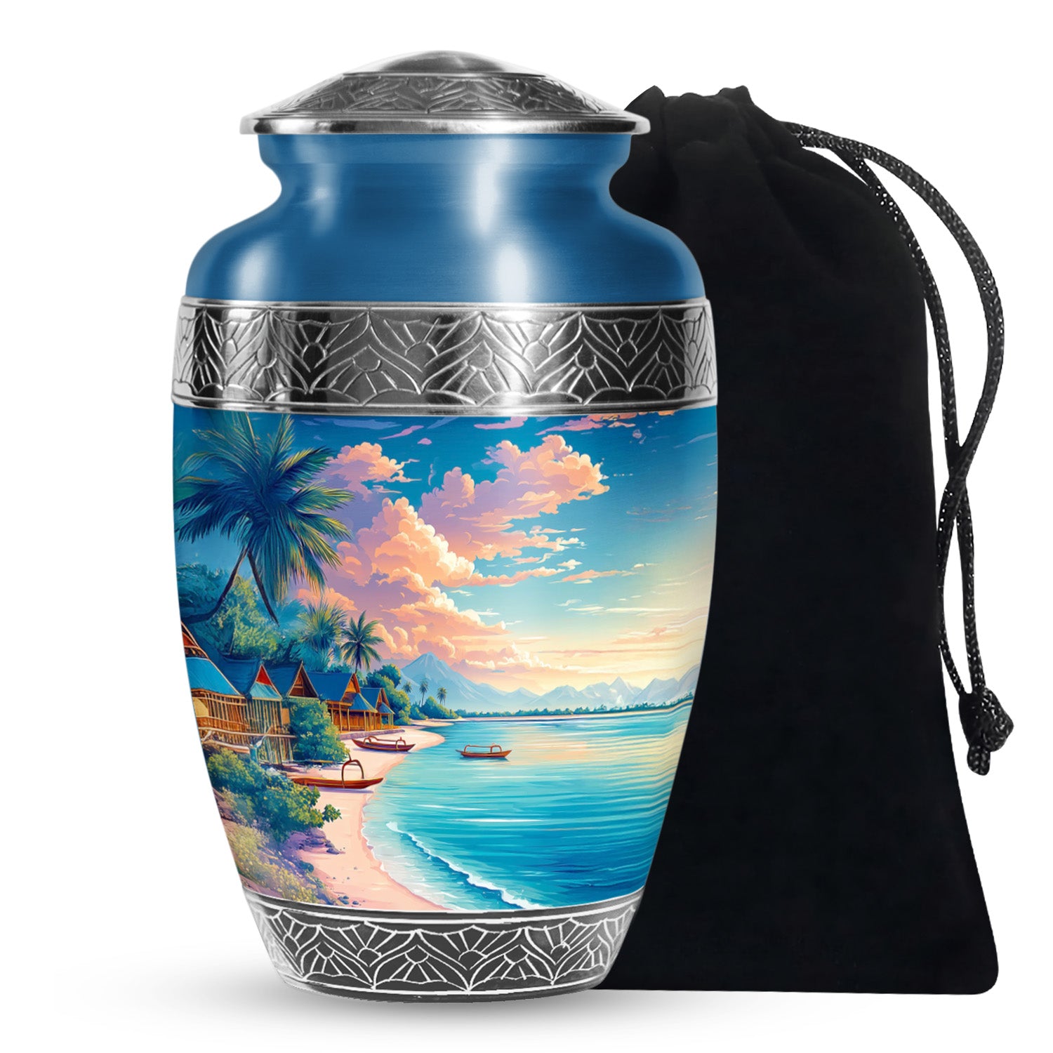 Tropical Beach Cremation Urn - Artistic Funeral Urn For Adult Ashes