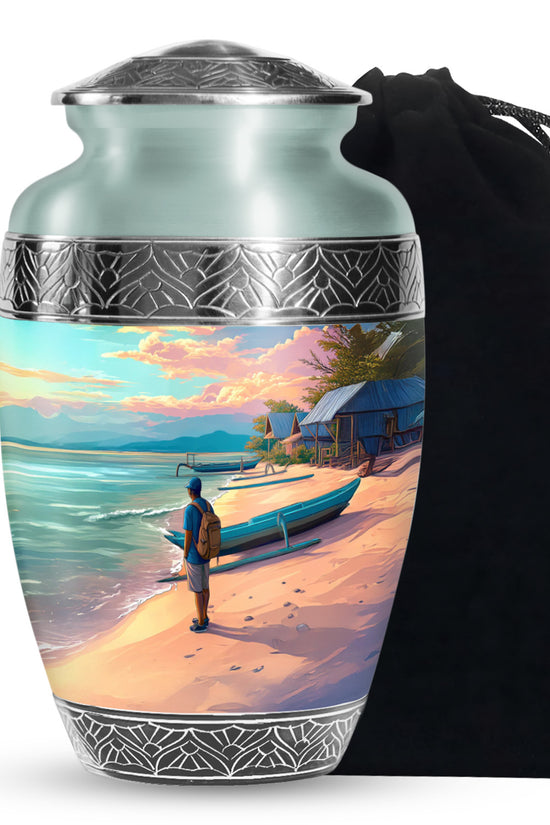 Peaceful Ocean Memorial Urn - Seaside Memorial Urn For Adult Ashes