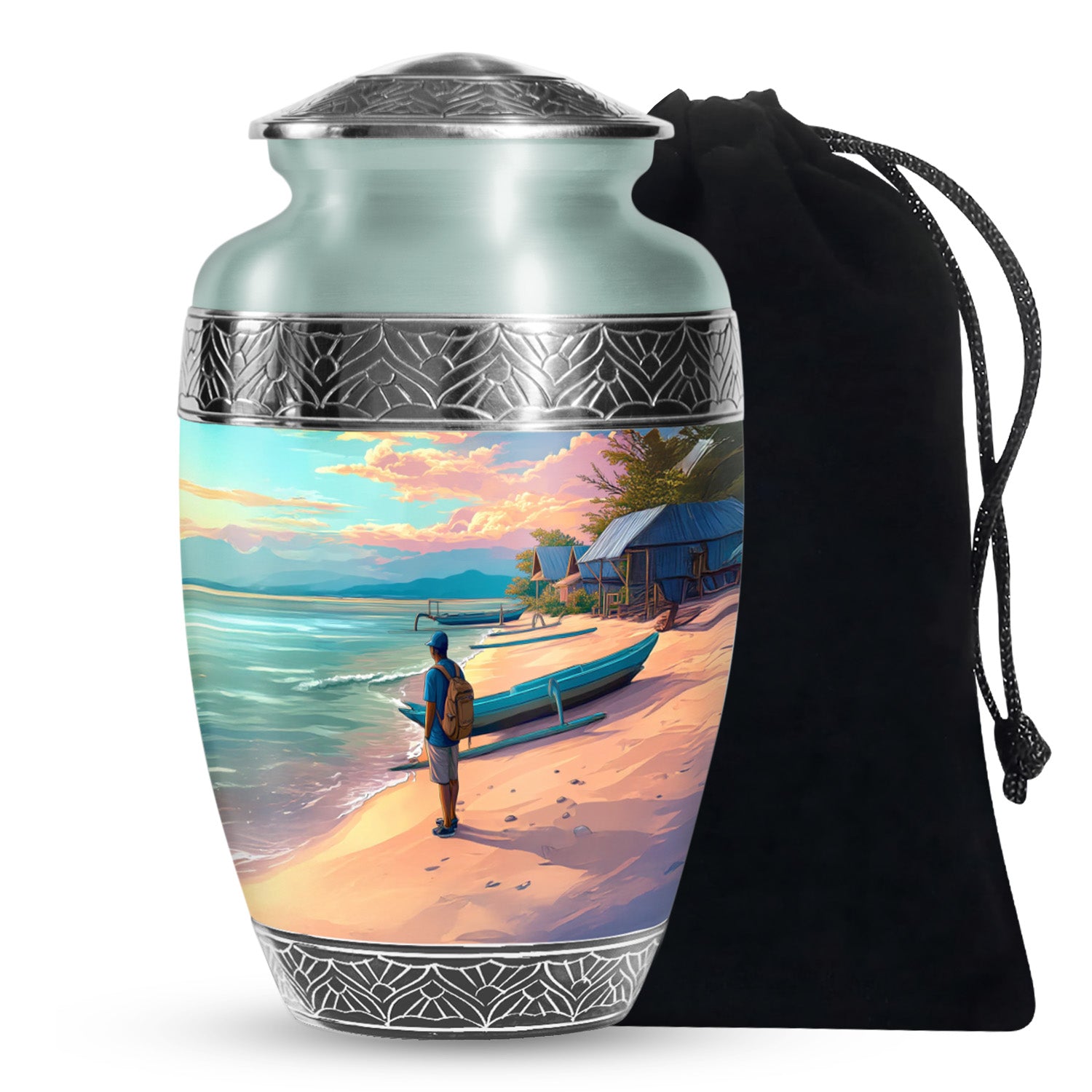 Peaceful Ocean Memorial Urn - Seaside Memorial Urn For Adult Ashes