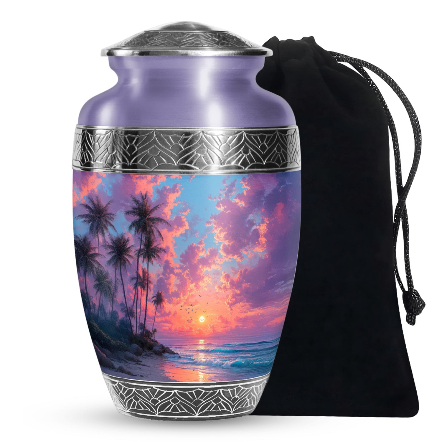Peaceful Beach Memorial Urn -Tropical Funeral Urn For Adult Ashes