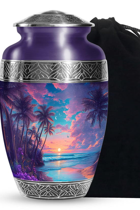 Sunset Beach Cremation Urn - Decorative Ocean Urn For Human Ashes