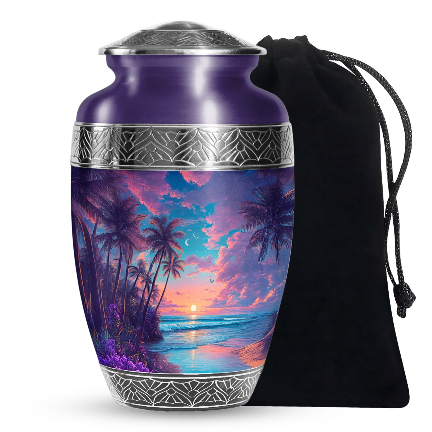 Sunset Beach Cremation Urn - Decorative Ocean Urn For Human Ashes