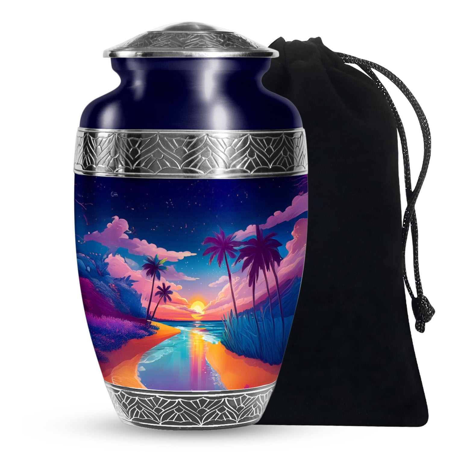 Artistic Beach Theme Memorial Urn - Large Cremation Urn For Loved Ones