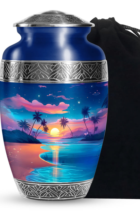 Beach Theme Funeral Urn - Aluminium Memorial Urn For Male & Female