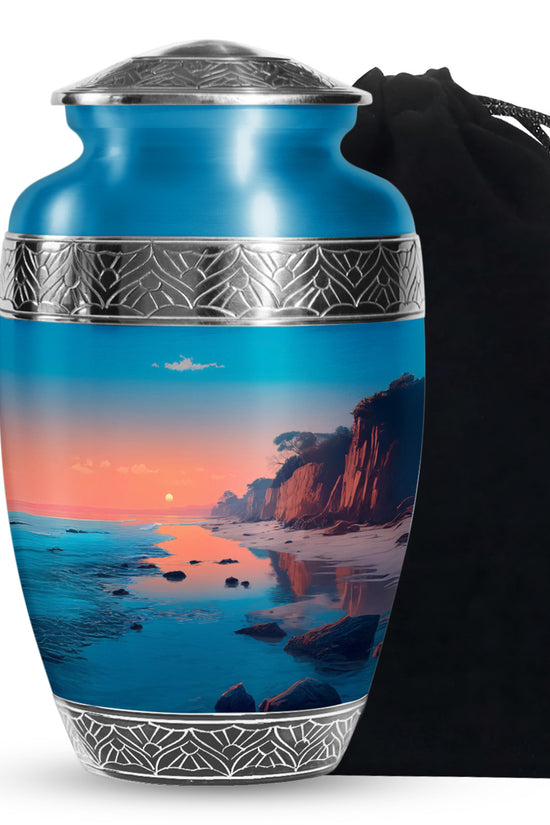 Scenic Beach Memorial Urn - Peaceful Beach Funeral Urn For Burial