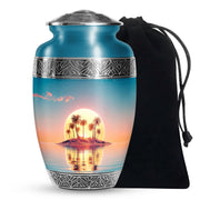 Tropical Island Sunset Funeral Urn - Beach Cremation Urn For Adult Ashes