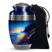 Coastal Sunset Landscape Urn – Ocean Cliff Cremation Urn For Burial