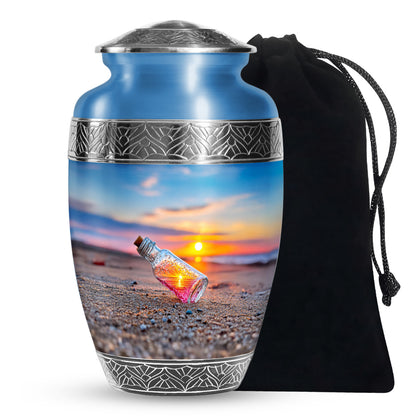 Beach Keepsake Bottle Urn - Sunset Cremation Urn For Adult ashes