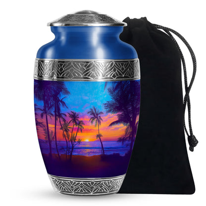 Tropical Island Sunset Burial Urn - Ocean Memorial Urn For Loved Ones