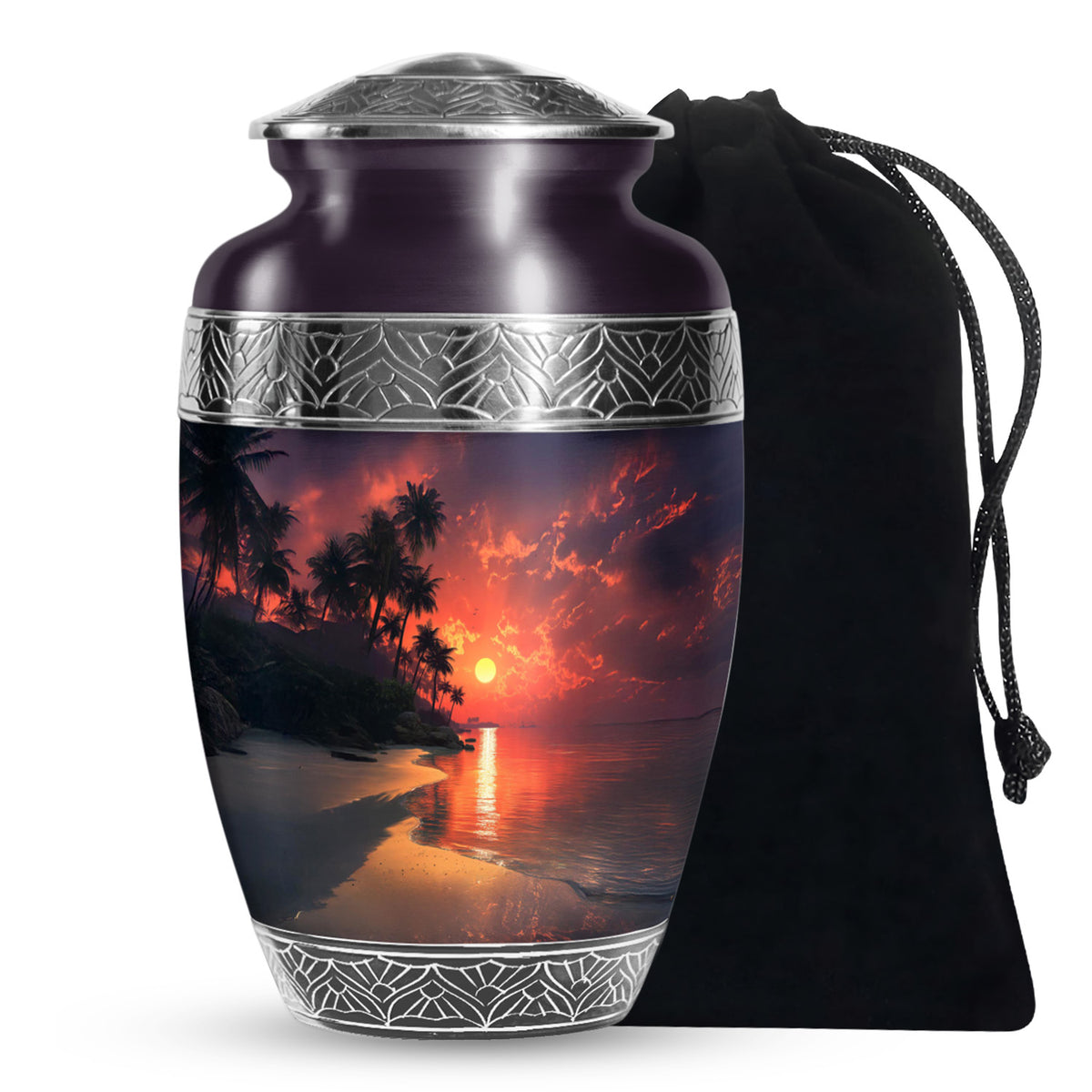 Ocean Sunset Funeral Urn - Beautiful Beach Cremation Urn For Male & Female