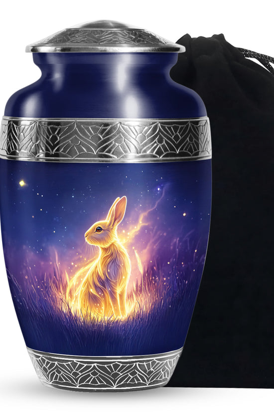 Golden Spirit Rabbit Memorial Urn - Night Field Cremation Urn For Burial