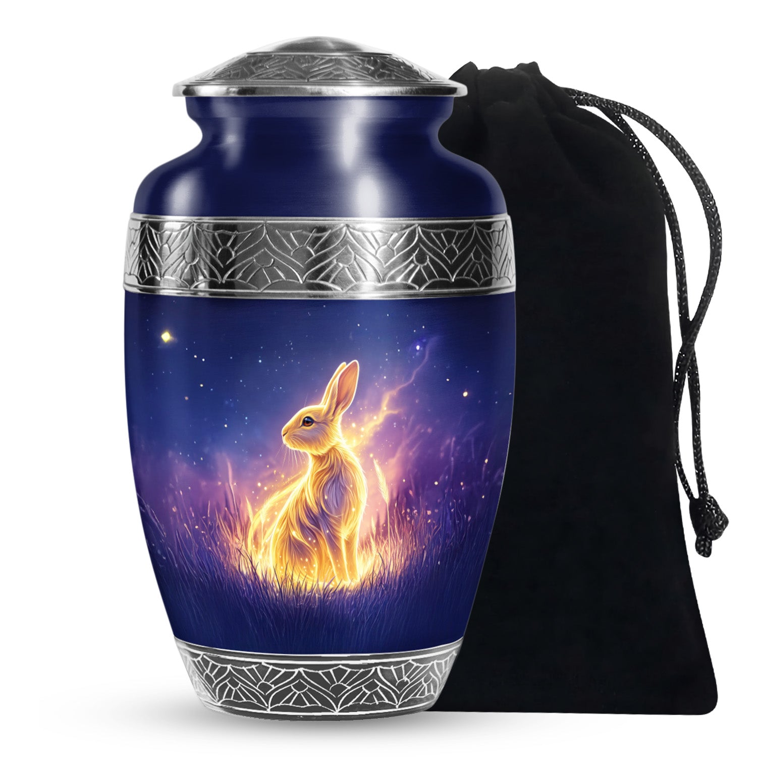 Golden Spirit Rabbit Memorial Urn - Night Field Cremation Urn For Burial