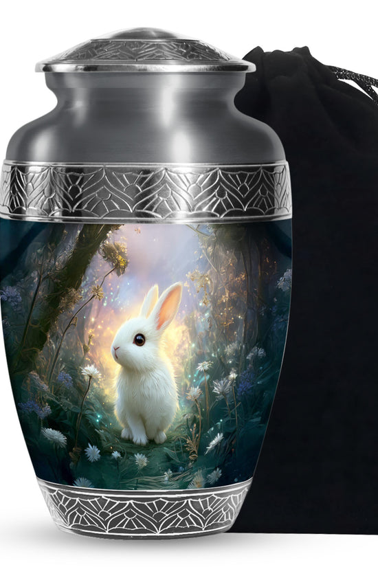 White Bunny Memorial Urn - Rabbit Cremation Urn For Adult Ashes