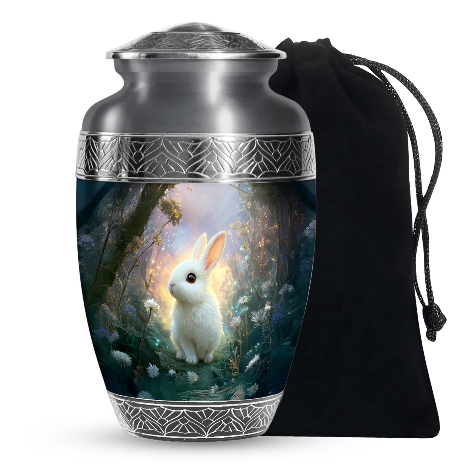 White Bunny Memorial Urn - Rabbit Cremation Urn For Adult Ashes