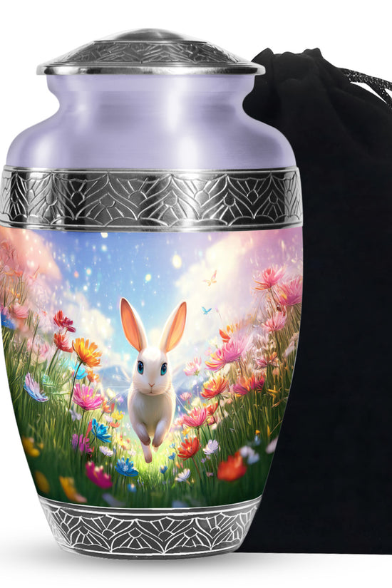 Floral Bunny Funeral Urn - Rabbit Memorial Urn For Loved Ones