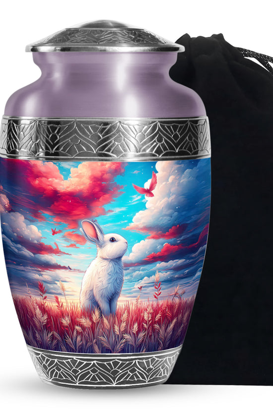 White Bunny Memorial Urn - Peaceful Rabbit Cremation Urn For Ashes
