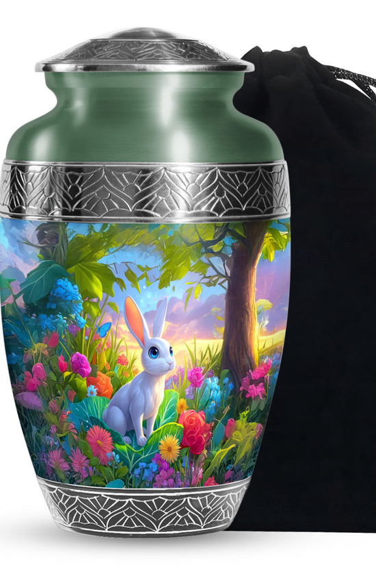 Artistic Rabbit Cremation Urn - Beautiful Floral Cremation Urn For Ashes