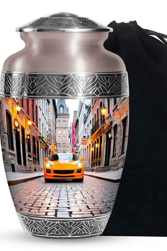 Luxury Orange Car Urn - Cremation Urn For Human Ashes