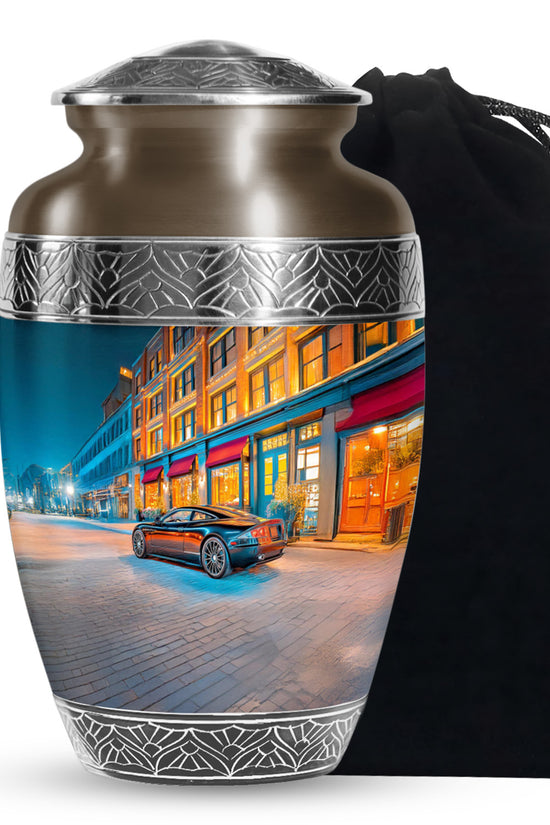 Night Street Car Urn - Decorative Cremation Urn For Adult