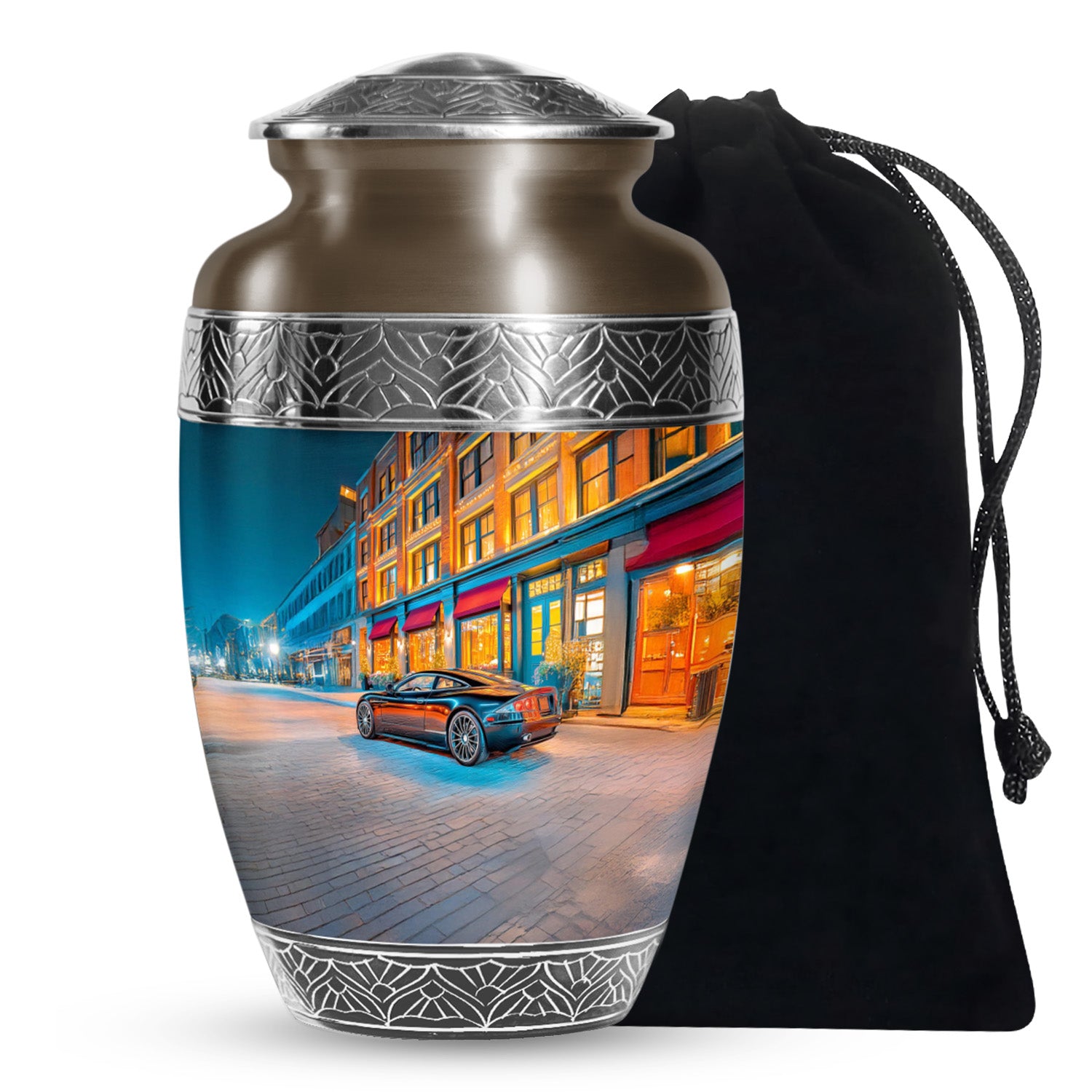 Night Street Car Urn - Decorative Cremation Urn For Adult