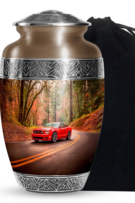 Red Sports Car Cremation Urn - Forest Memorial Urn For Burial