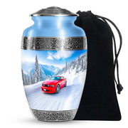 Red Sports Car Cremation Urn - Snow Mountain Memorial Urn For Loved ones