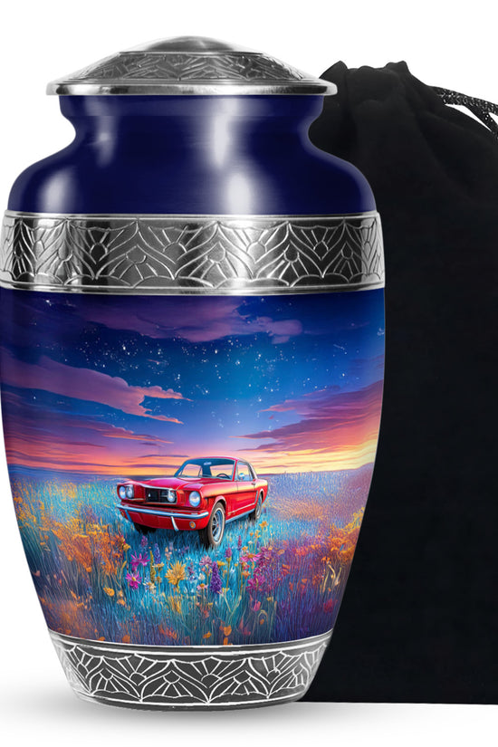 Vintage Car Theme Memorial Urn - Aluminium Large Cremation Urn For Dad
