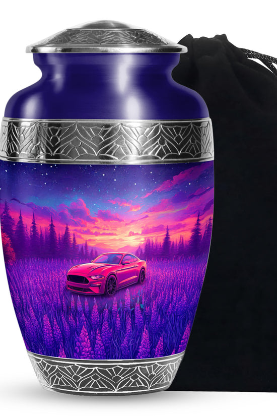 Artistic Red Car Theme Cremation Urn - Forest Memorial Urn For Adult Ashes