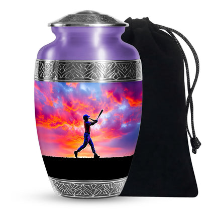 Sunset Baseball Player Urn - Cremation Urn For Human Ashes