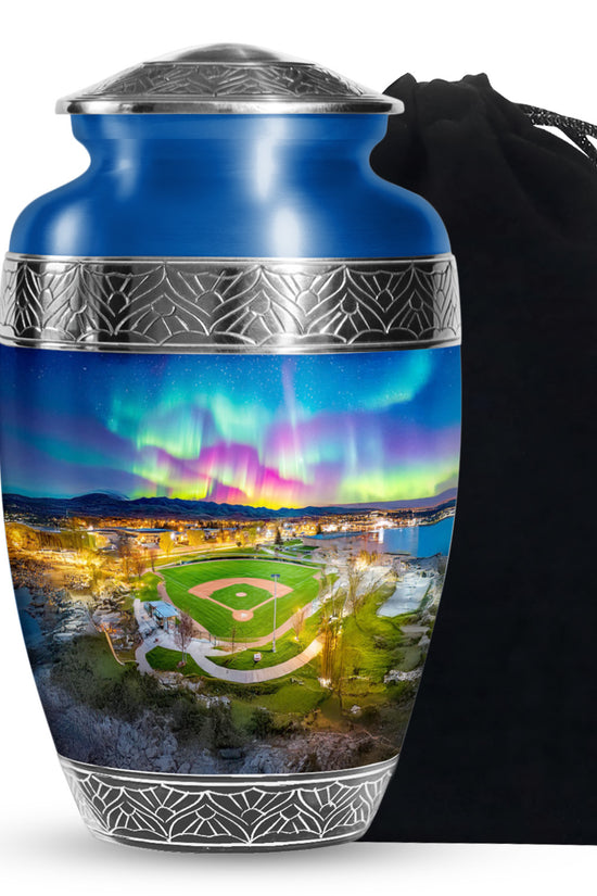 Baseball Field Memorial Urn - Northern Lights Urn For Adult