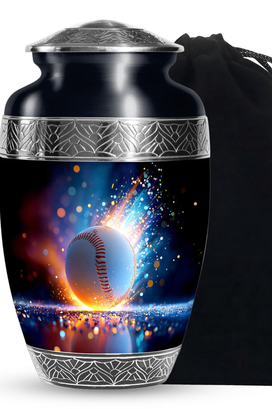 Baseball Fire Cremation Urn - Memorial Urn For Adult Ashes