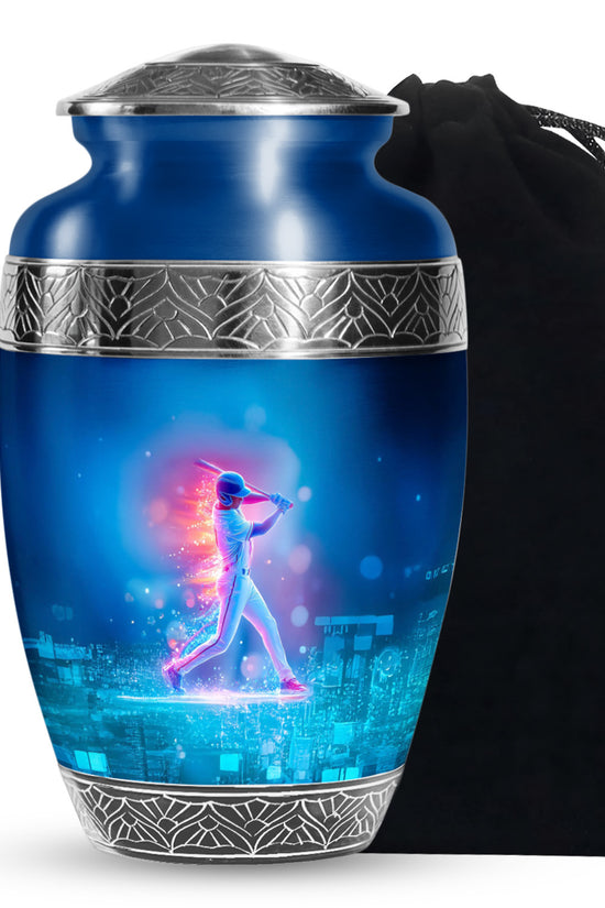 Neon Baseball Batter Cremation Urn - Memorial Urn For Loved Ones