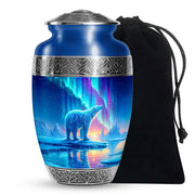 Arctic Polar Bear Funeral Urn - Northern Lights Urn For Ashes