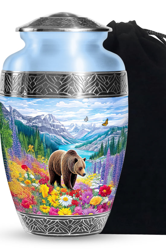 Mountain Bear Memorial Urn - Nature Cremation Urn For Adult