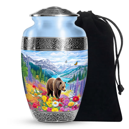 Mountain Bear Memorial Urn - Nature Cremation Urn For Adult